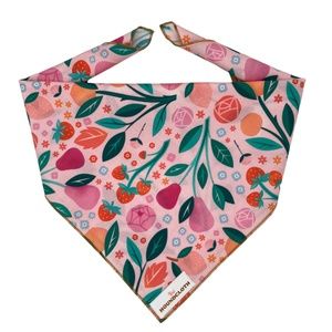 Pink Strawberry Print Dog Bandana